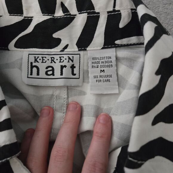 Vintage Keren Hart Womens Zebra Print Button Up Jacket Size M Maximalist Artsy - Picture 3 of 5